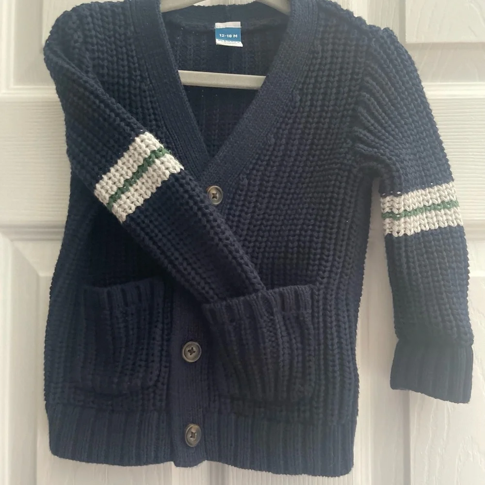 Old Navy Kids Navy Blue Knit Cardigan – 12–18M – Excellent Condition
